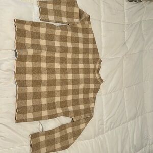 Women’s Buffalo plaid mock neck sweater- LARGE
